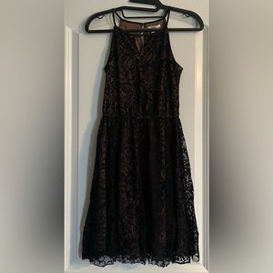 Bar lll Black Floral Lace Overlay Mini Dress